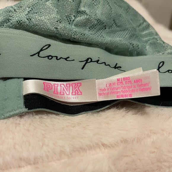 PINK Victoria's Secret Lace Halter Bralette - Mint Green - Picture 6 of 6